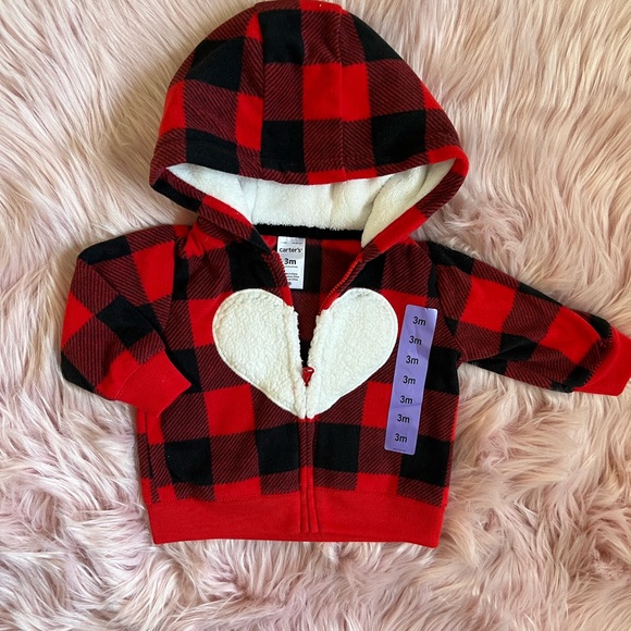 Carter's Other - 🎄🎁NWT Carter’s Baby Girl Buffalo Plaid Heart Sweater SZ 3m❤️